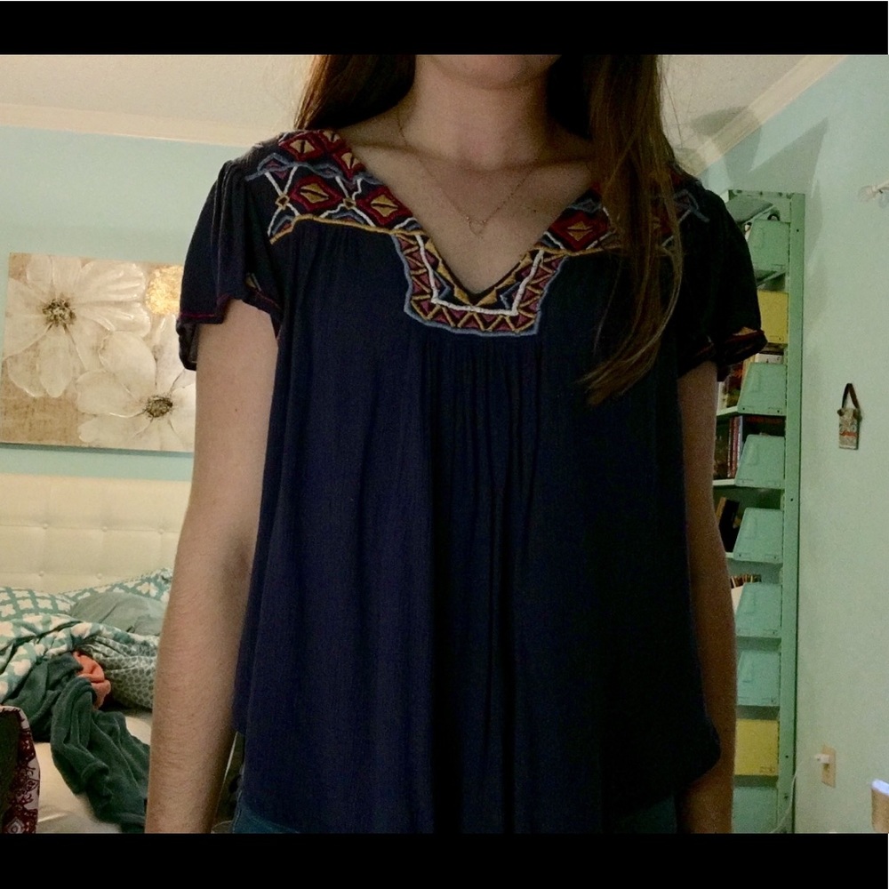 Breezy Blue Embroidered Top